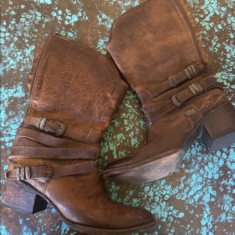 Freebird by Steven Pikes Leather Buckle Boots 10 OG